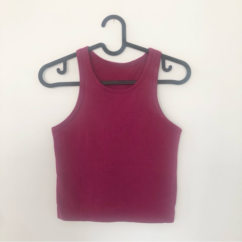 Lululemon Ebb to Street Racerback Cropped Tank Top Dark Pink Size 4